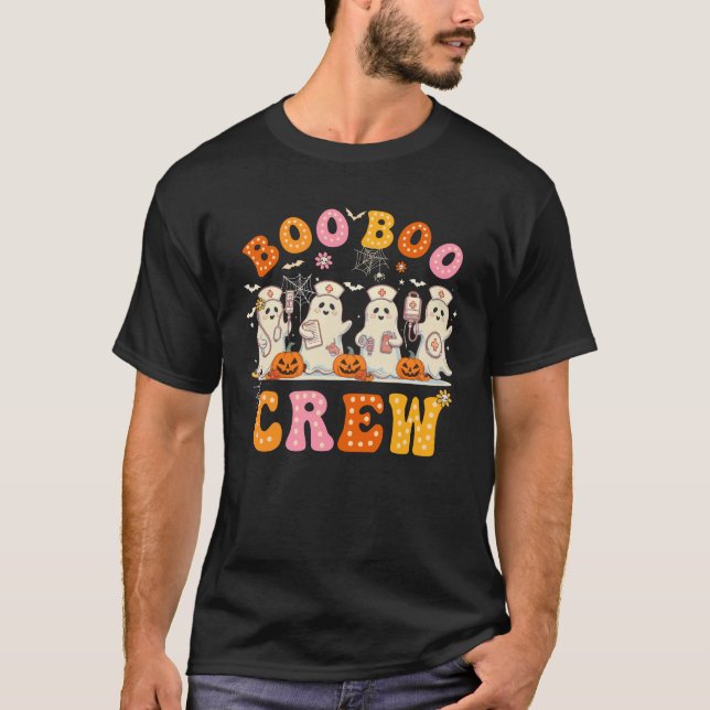 Groovy Boo Crew Nurse Funny Ghost Halloween Nu T Shirt (Framsida)