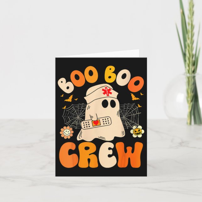 Groovy Boo Crew Nurse Funny Ghost Women Halloween Kort (Framsida)