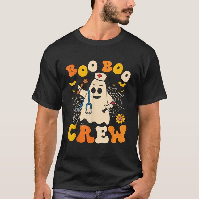 Groovy Boo Crew Nurse Funny Ghost Women Halloween  T Shirt (Framsida)