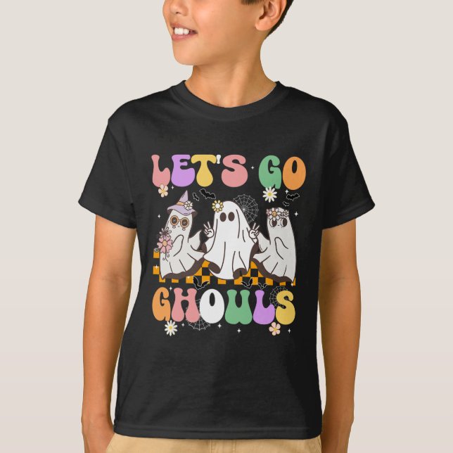 Groovy Boo Lets Go Ghouls Halloween Ghost Women Gi T Shirt (Framsida)