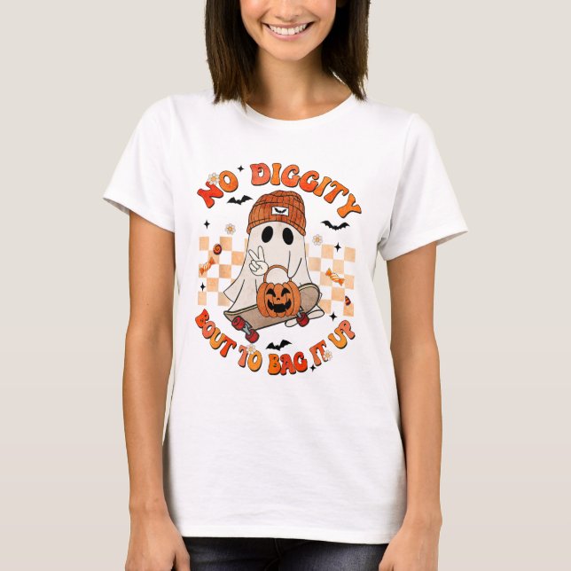 Groovy Boo no disgity Bout to G it up Halloween Bo T Shirt (Framsida)