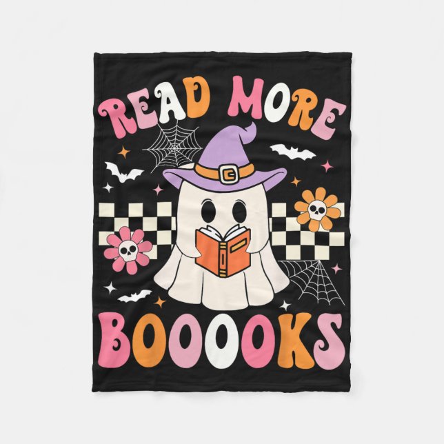 Groovy Boooks Ghost Läs mer Bokar Lärare Fleecefilt (Framsidan)