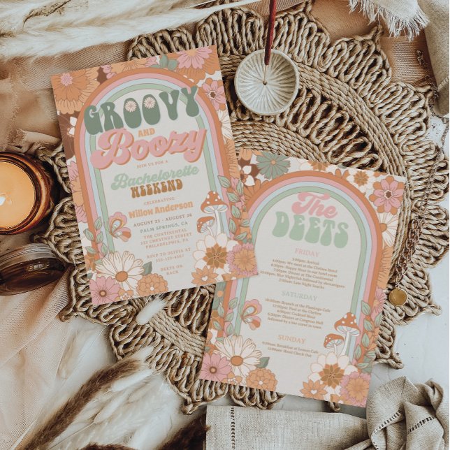 Groovy & Boozy Bachelorette Helg Itinerary Inbjudningar (Skapare uppladdad)