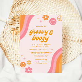 Groovy & Boozy Rosa & Orange Bachelorette Party Inbjudningar