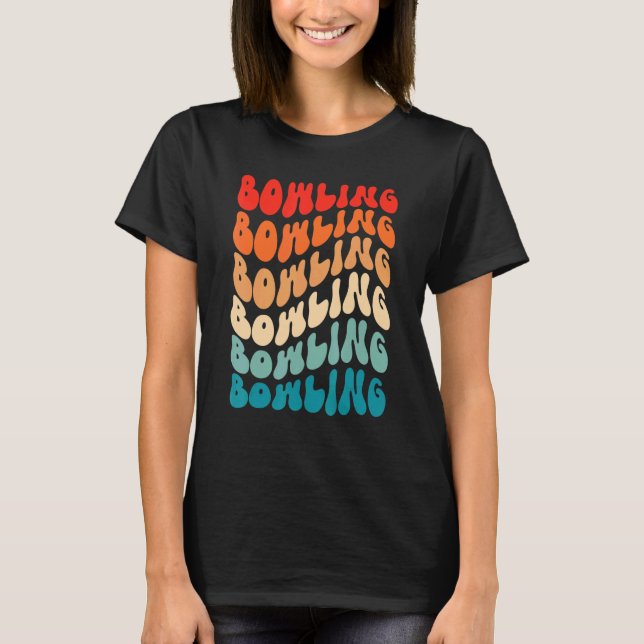 Groovy Bowling For Girl Women Retro 70s Hippie Boh T Shirt (Framsida)