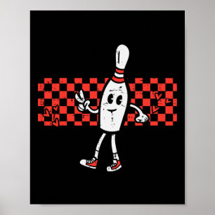 Groovy Bowling Pin Peace Retro Bowlareare Boys Kid Poster