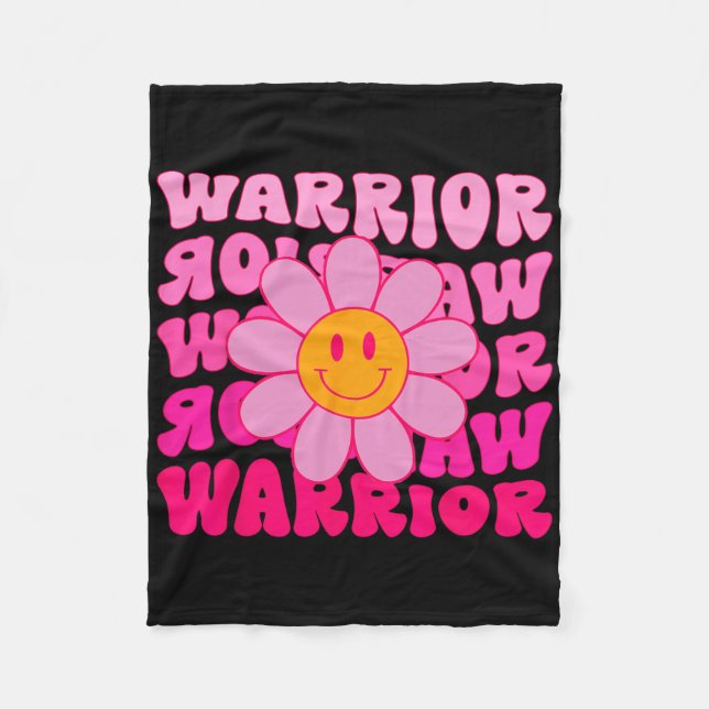 Groovy Breast Cancer Warrior Flower Rosa Ribbon Fleecefilt (Framsidan)