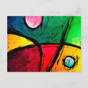 Groovy Bright Abstrakt Acrylic Art Vykort
