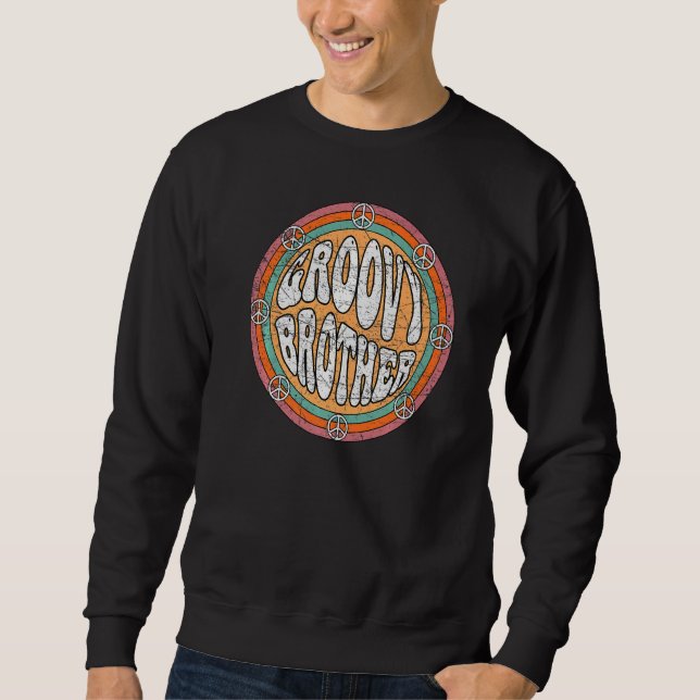 Groovy Brother 70s Aesthetic 1970's Retro Brother Lång Ärmad Tröja (Framsida)