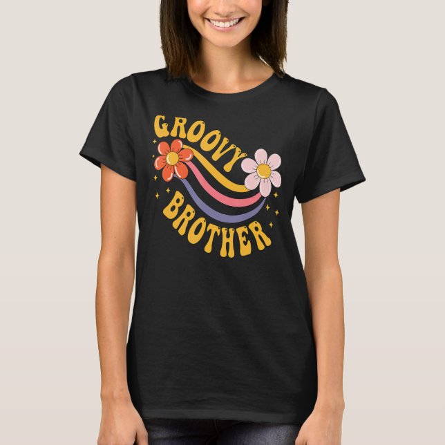 Groovy Brother 70s Aesthetic 1970's Retro Brother T Shirt (Framsida)