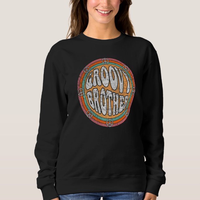 Groovy Brother 70s Aesthetic 1970's Retro Brother T Shirt (Framsida)