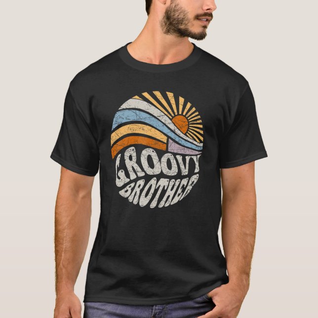 Groovy Brother 70s Aesthetic 1970's Retro Brother T Shirt (Framsida)
