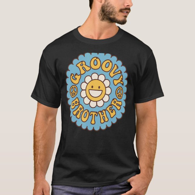 Groovy Brother 70s Aesthetic 1970's Retro Brother T Shirt (Framsida)