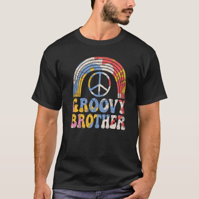 Groovy Brother 70s Aesthetic 1970's Retro Brother T Shirt (Framsida)