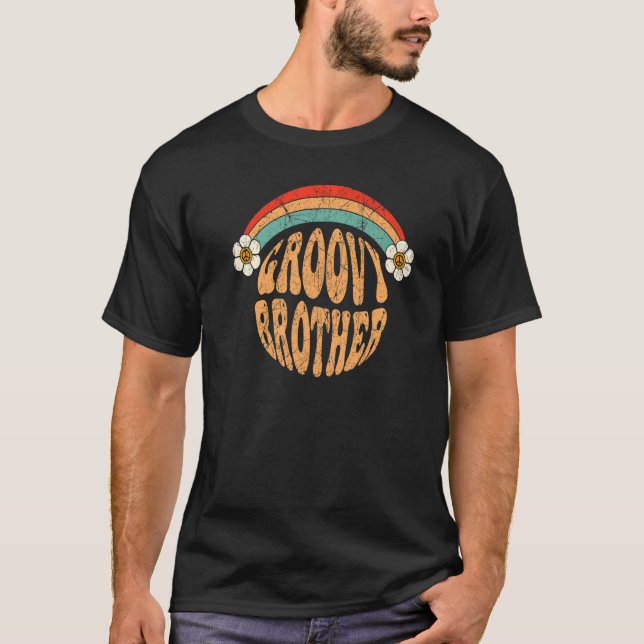 Groovy Brother 70s Aesthetic 1970's Retro Brother  T Shirt (Framsida)