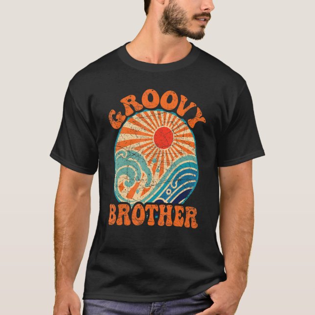 Groovy Brother 70s Aesthetic Nostalgia 1970's Retr T Shirt (Framsida)