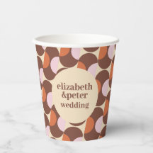 Groovy Brown Retro 70s Geometric Bröllop