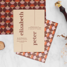 Groovy Brown Retro 70s Geometric Bröllop