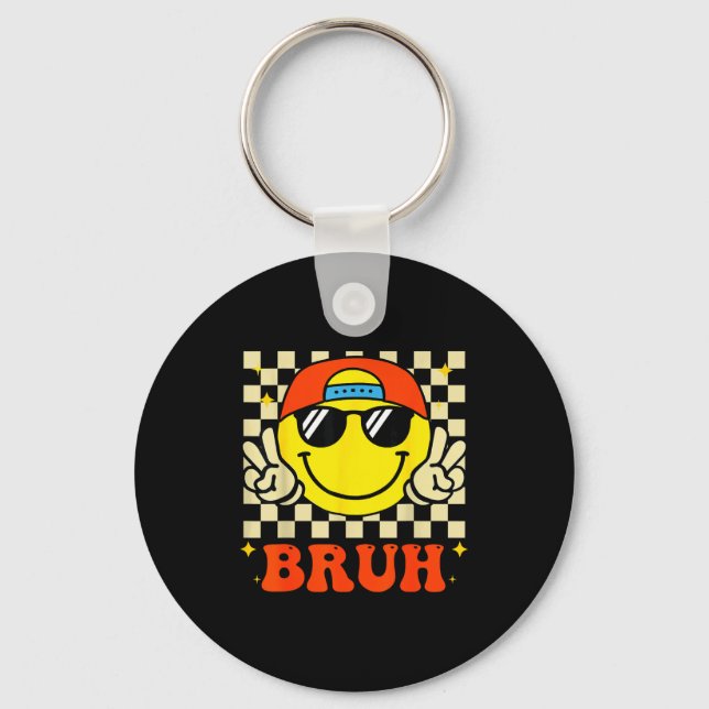 Groovy Bruh For Girls Kids Boys Smile Face  Nyckelring (Framsida)