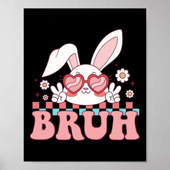Groovy Bruh Meme som säger Glad påsk Day Bruh Boys Poster (Framsidan)