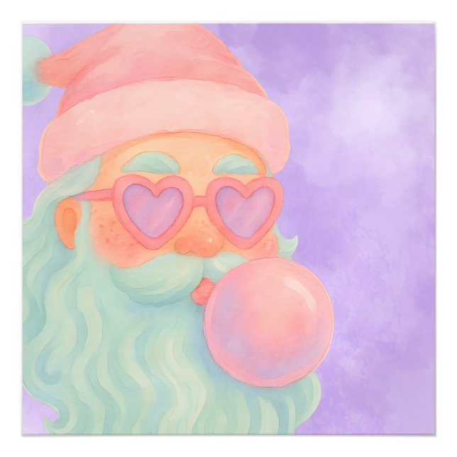 Groovy Bubblegum Santa Wall Art  Fototryck (Framsidan)
