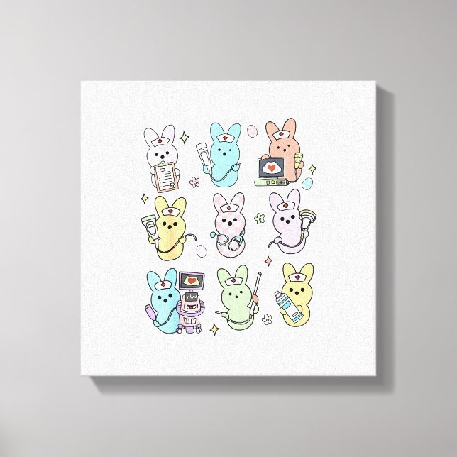 Groovy Bunnies Candy Ultrasound Tech Easter Sonogr Canvastryck (Framsida)