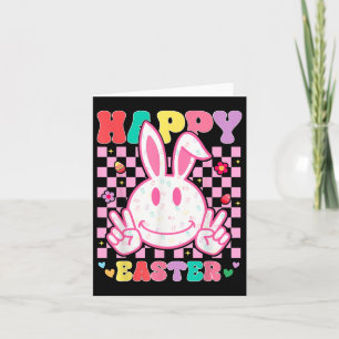 Groovy Bunny Smile Ansikte Glad påsk Day Manar Kid Kort