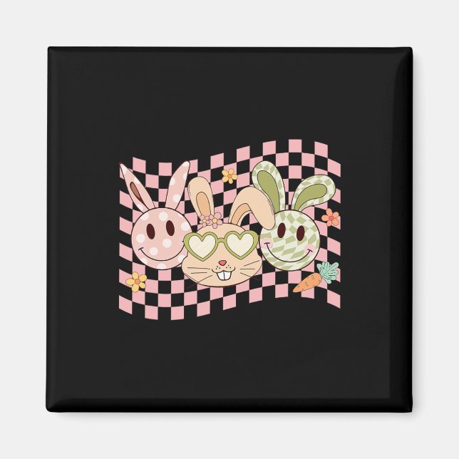 Groovy Bunny Smile Ansikte Glad påsk Day Rabbit Hi Magnet (Framsidan)