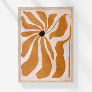 Groovy Bury Orange Beige Abstrakt Blommigt Wall Ar Poster