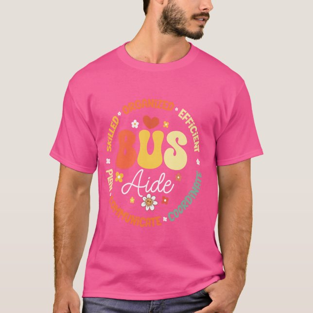 Groovy Bussassistent Förare Tillbaka till Skolan T Shirt (Framsida)