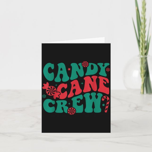 Groovy Candy Cane Crew Matching Family Group Squad Kort (Framsida)