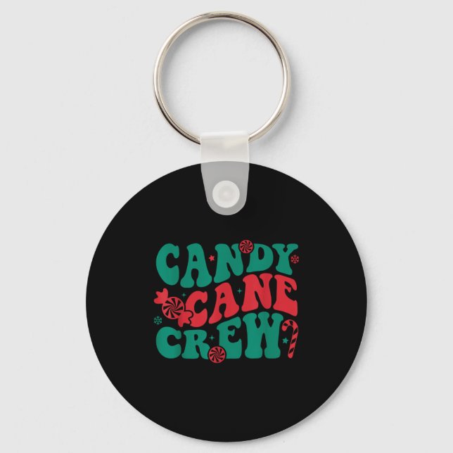 Groovy Candy Cane Crew Matching Family Group Squad Nyckelring (Framsida)