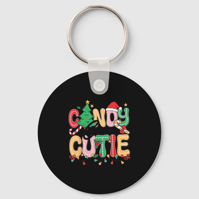 Groovy Candy Cane Cutie Christmas Xmas Women Men G Nyckelring (Framsida)