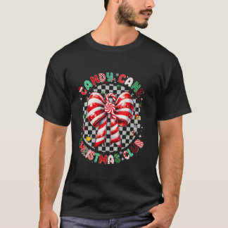 Groovy Candy cane jul Julafton Bow Coquette Girl T Shirt
