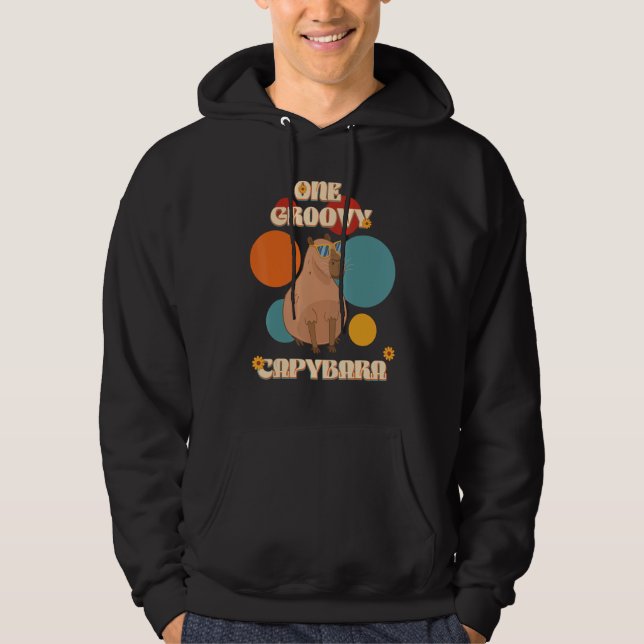 Groovy Capybara In Glasses 70th Style Capy Pet Rod Hoodie (Framsida)