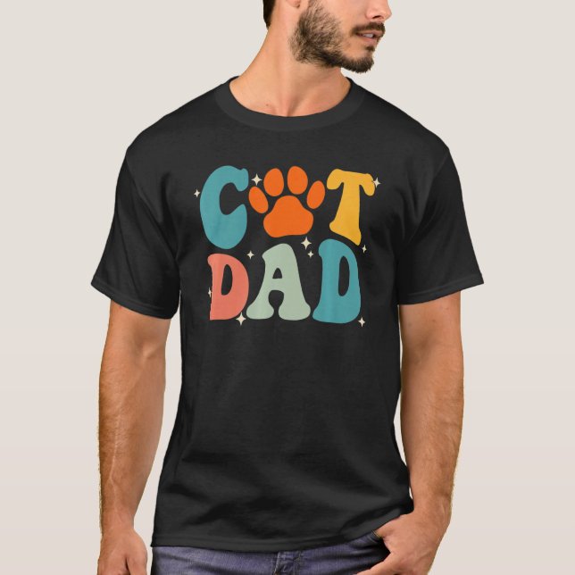 Groovy Cat Dad Daddy  Father s Day Cat Paw Kitten T Shirt (Framsida)
