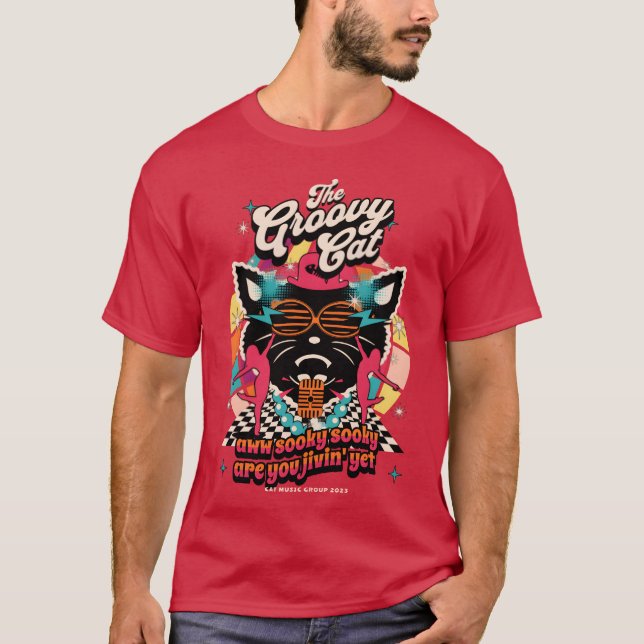 Groovy Cat-flickan T Shirt (Framsida)
