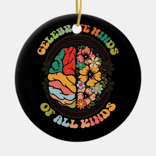 Groovy Celebrate Minds of All like Neurodiversity Julgransprydnad Keramik (Framsidan)