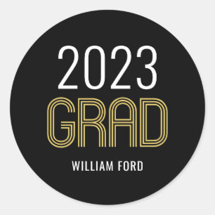 Groovy Charm Studenten Stickers eller Kuvert Seals Runt Klistermärke