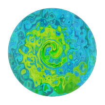 Groovy Chartreuse och Aquamarine Liquid Swirl