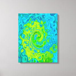 Groovy Chartreuse och Aquamarine Liquid Swirl Canvastryck