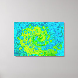 Groovy Chartreuse och Aquamarine Liquid Swirl Canvastryck