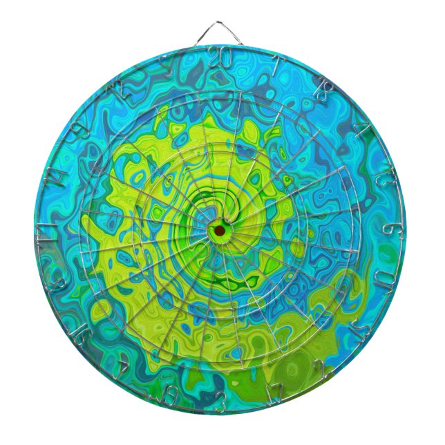 Groovy Chartreuse och Aquamarine Liquid Swirl Darttavla (Framsidan)