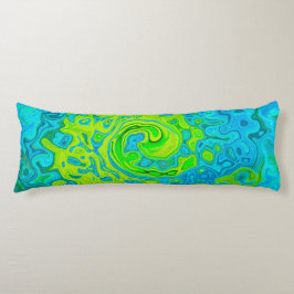 Groovy Chartreuse och Aquamarine Liquid Swirl Kroppskudde