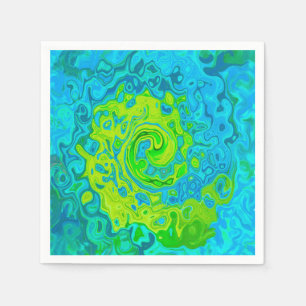 Groovy Chartreuse och Aquamarine Liquid Swirl Pappersservett
