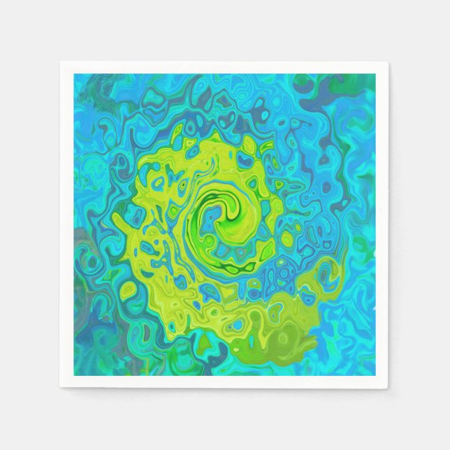 Groovy Chartreuse och Aquamarine Liquid Swirl Pappersservett (Framsidan)