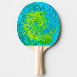 Groovy Chartreuse och Aquamarine Liquid Swirl Pingisracket