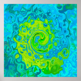 Groovy Chartreuse och Aquamarine Liquid Swirl Poster