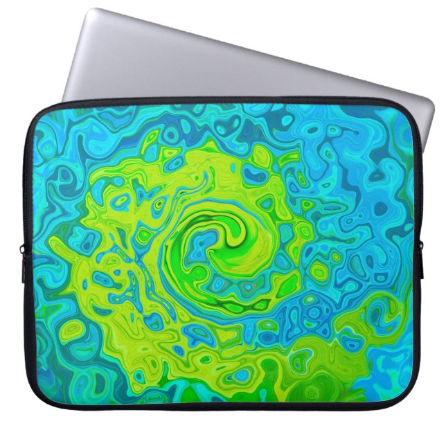 Groovy Chartreuse och Aquamarine Vätskesvirvel Laptop Fodral (Framsidan)