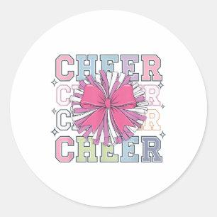 Groovy Cheer Coquette Bow Cheerlead Älskare Cheer Runt Klistermärke
